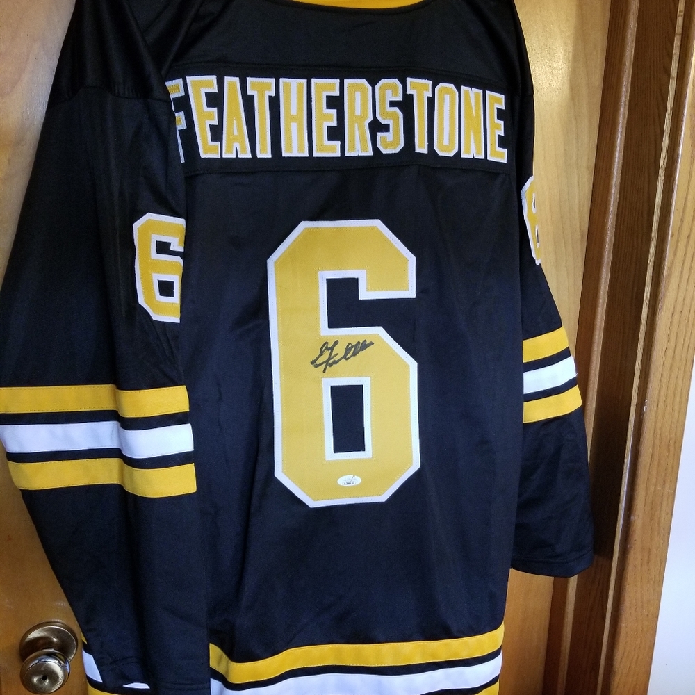 Glen Featherstone Autographed Boston Bruins Style Jersey